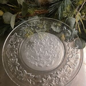 Princess House Clear Pressed Glass Floral Serving Plate